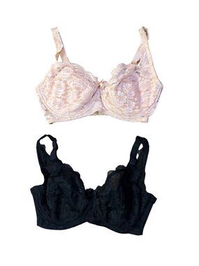 Fredericks Of Hollywood 34F Lace Underwire Bras Lot 2 Used Nude Black